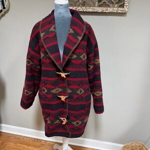 Vintage Wool Parka Jacket Women’s Large Southwestern Print Northern Sun Canada